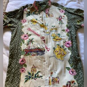 Reyn Spooner Floral Print Shirt with Pink and Green Accents